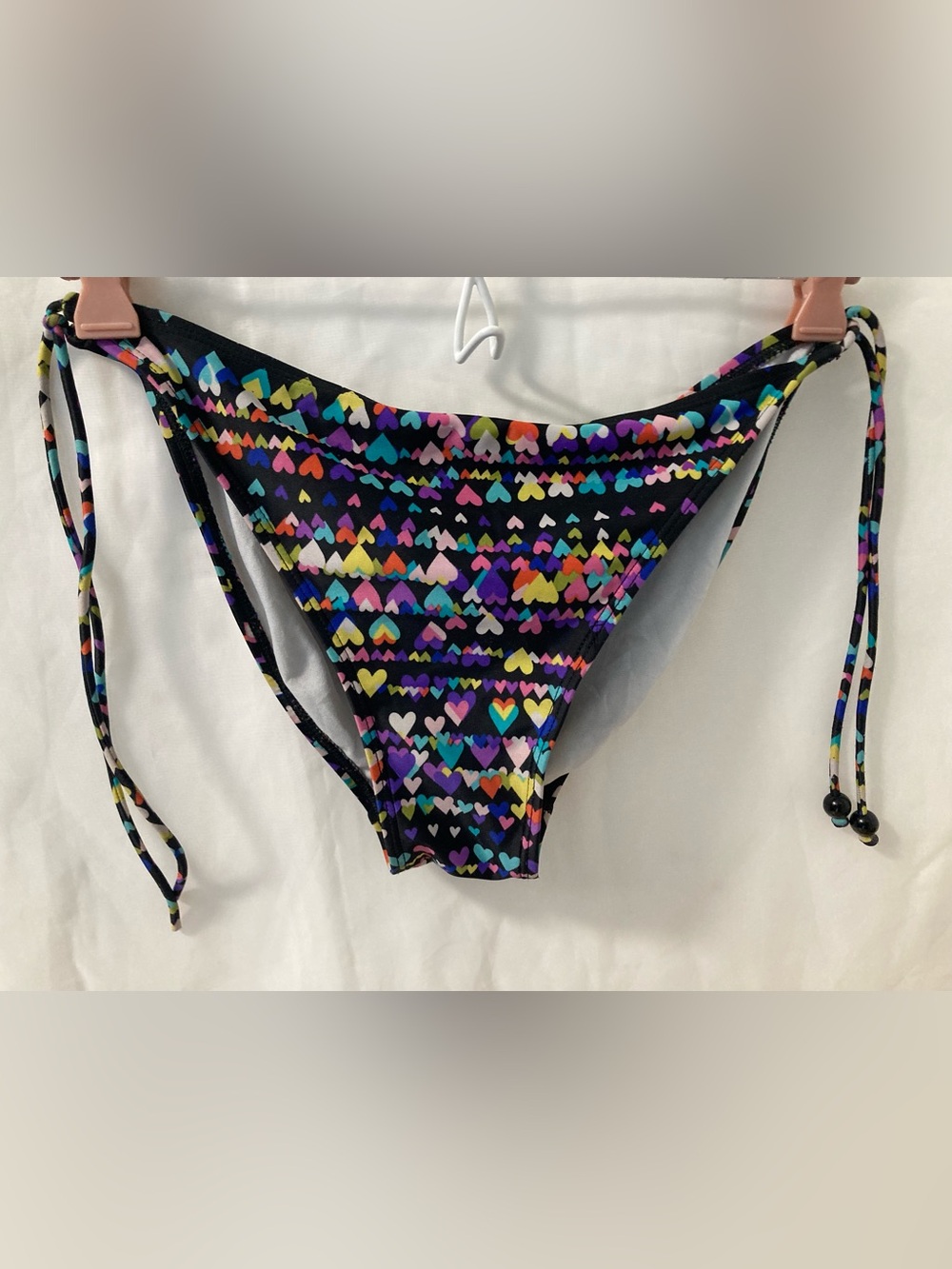 g:21 bikini bottom black with multicolores hearts Large size Y2K